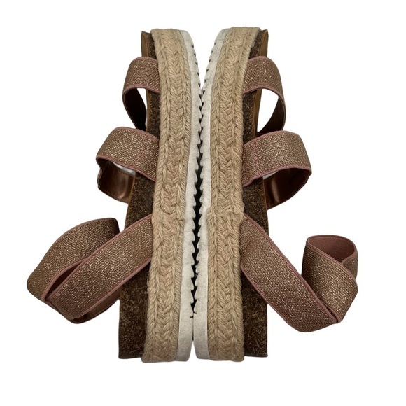 Madden Girl Rose Gold Shimmer Jimmie Platform Espadrille Sandals Size 3 Girl’s - Picture 7 of 10